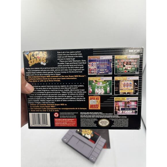 VEGAS STAKES, Super Nintendo SNES Complete CIB, Tested & Authentic - Picture 12 of 14
